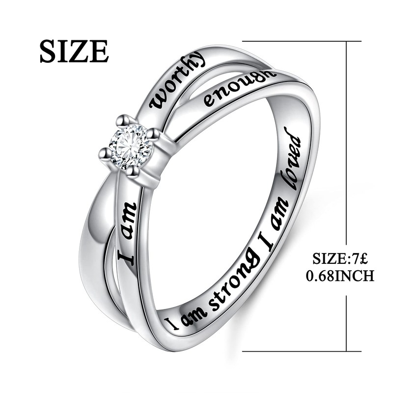 Anillo de plata de ley 925 con texto "I Am