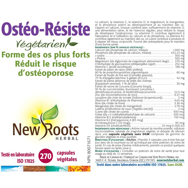 New Roots Herbal - Vegetarian Strong Bones - 270 capsules