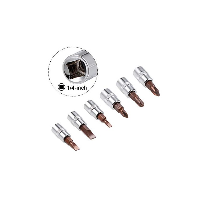 sourcing map 1/4" Drive Phillips Slotted Bit Socket Set, S2