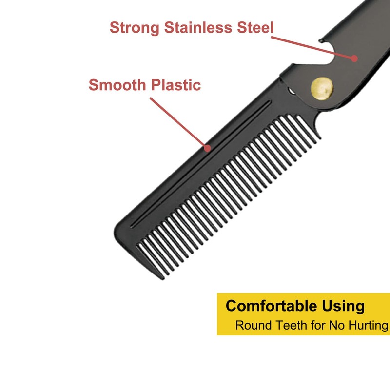 Stainless Steel Folding Comb, Pocket Comb for Men and Women,