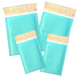 6x10 & 4x8 Combo Pack Both Sizes, Pink & Aqua Kraft Self Seal Rigid Padded Envelope Bubble Mailers. (#0 6x9, 000 4.25x7 usable space Poly Inner Lining (All Aqua, 10 Pack)