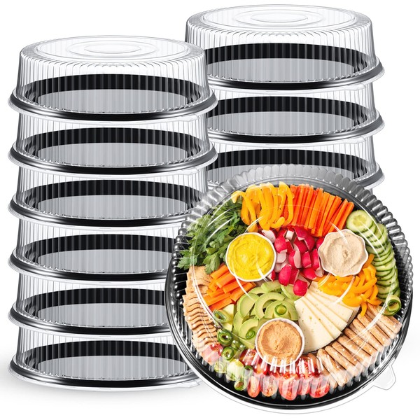 12 Pieces Serving Trays with Lid 18 Inch Plastic Party