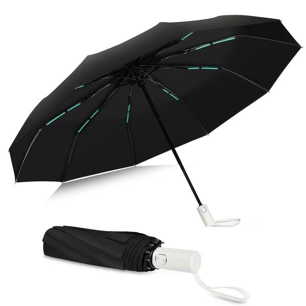 HOTUT Umbrella, 10 Stainless Steel Ribs Umbrella Travel with Anti-Rebound