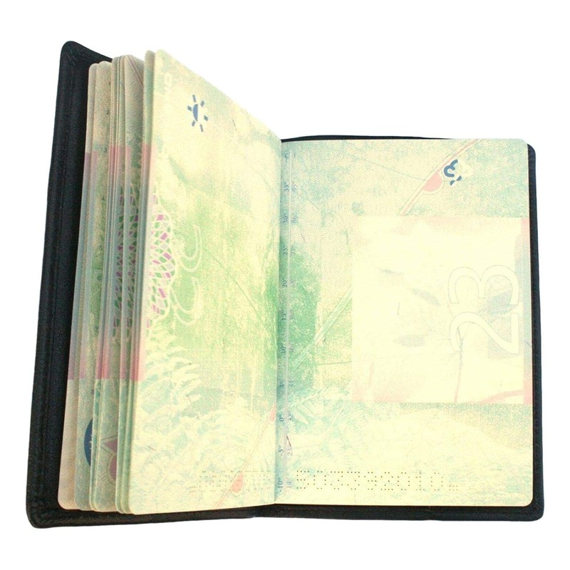 Osprey Leather Passport Cover Black Holder RFID Safe Gift 251