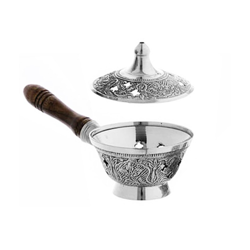 NKlaus Incense Pan with Wooden Handle for Frankincense Incense Mixture