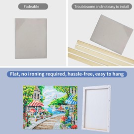 Framed Paint by Numbers Kit for Adults Beginner Teens，Easy Canvas Framed Landscape Ocean Nature，Diy Art Color Paint by Numbers Set,Cool Draw by Numbers for Wall Decor,12*16 Inch (streetscape)