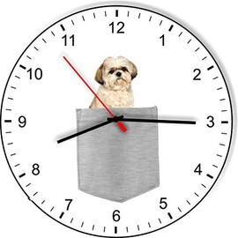 Shih Tzu in Your Pocket Cute Puppy Dog Battery Kitchen Living Room Wall Clock