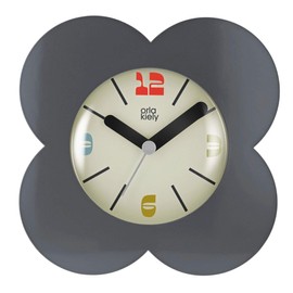 Orla Kiely Flower Alarm Clock, Analog Clock, 6.3 inches (16 cm) (Dark Gray)
