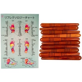 CCcollections Wooden Professional Massage Supplies Set; (Japanese, 10 Sticks + Chart)