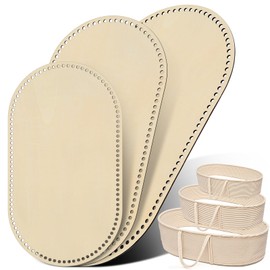 CroBlissful 3 PC Large Moses Basket Wood Bottom 3 Sizes Oval Natural Wooden Base Shaper for DIY Crochet or Knitting Home Baby Doll Weaving Crafts Decoration(Base Only)