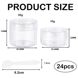 24pcs travel pots for toiletries set include 8pcs 10ml travel pots 8pcs 20ml travel pots for cream travel containers for toiletries white 8pcs spoon with Lids Spatulas for Cream Makeup