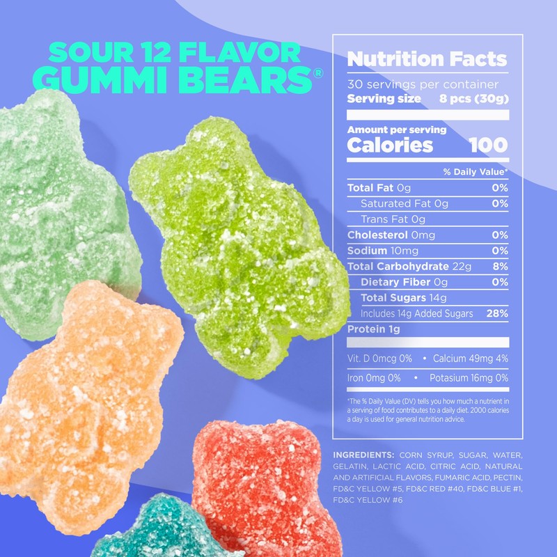 Albanese World's Best Sour 12 Flavor Gummi Bears | 32oz