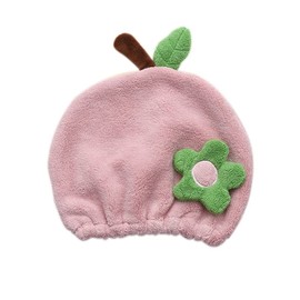 Foyadi - Toalla de secado de cabello para niños y niñas, bonito juego de envoltura de baño absorbente de dibujos animados de secado rápido para baño, piscina, gorro de microfibra suave para cabello rizado largo y húmedo, flores rosadas