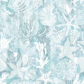 Livelynine Ocean Blue Wallpaper Peel and Stick Prepasted Aqua Coastal Wall Paper Light Blue Seagrass Coral Reef Aesthetic Beach Coastal Contact Paper for Kitchen Cabinets Adhesive Vinyl 17.5x78.8