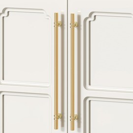 Rergy Cabinet Handles Drawer Pulls and Knobs, 10Pack Gold 8inch Hole Center, Kitchen Hardware for Dresser Handle Zinc Alloy Furniture Pull