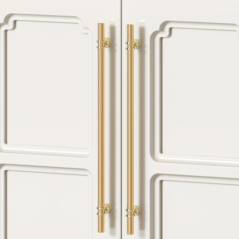 Rergy Cabinet Handles Drawer Pulls and Knobs, 10Pack Gold 8inch
