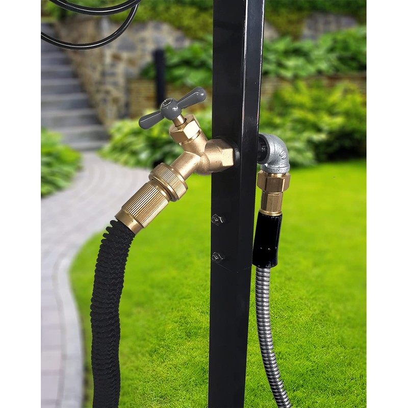 Artigarden Freestanding Garden Hose Holder Stake with Brass Faucet, Heavy