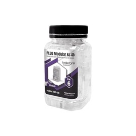 LinkedPro Bote con 100 Piezas de Plug Modular RJ45 Cat6 blindado, Chapado de Oro a 30 micras para Durabilidad Extrema SIN Pin DE Tierra - TC6S-100