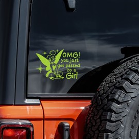 You Just Got Passed by A Girl Vinyl Sticker Auto Car Truck Wall Laptop | Lime Green | 6" x 4"