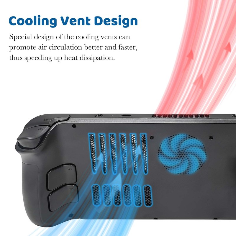 Replacement Back Plate for Steam Deck with Thermal Port, Angle