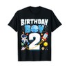 Boys 2nd Birthday Astronaut Space Planets Two Years old T-Shirt