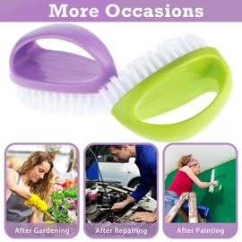 HJZHII 2 Pcs Hand and Nail Brush, Heavy Duty Scrub Clean Brushes with Nylon Bristles for Cleaning Soft Stiff Fingernails Fingers Toes and Nails Men Women(Green, Purple)