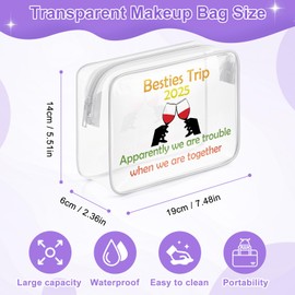 Besties Trip Gifts Clear Makeup Bags with Zipper Girls Trip Gifts Favors for Women Weekend Cosmetic Travel Bag Summer Vacation Gifts Funny Friendship Gifts for Women Friends Bachelorette Party Gifts