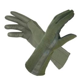M MCGUIRE GEAR Nomex Summer Flight Gloves, Long Leather Tactical Gloves, Fire Resistant Police, Pilot, and Operator Gloves (Sage Green, 12)