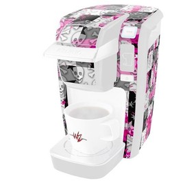 WraptorSkinz Decal Style Vinyl Skin compatible for Keurig K10 / K15 Mini Plus Coffee Makers Checker Skull Splatter Pink (COFFEE MAKER NOT INCLUDED)