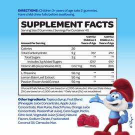 Smurfs Kids Calm Gummies | Calming Gummies for Kids with Lemon Balm & L Theanine for Kids | Made with Real Fruit | Doctor Developed | Gelatin Free Non-GMO No Artificial Flavors or Colors | 40 Servings