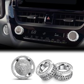 Polodunn for 2022-2025 Toyota Corolla Hybrid & Corolla Cross Hybrid Accessories - Air Conditioning, Push Start Button Cover/Ring, Aluminum Alloy Decorative 4pcs/Set (Hybird, Bling)