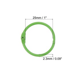 PATIKIL Loose Leaf Binder Rings 1 Inch, 10 Pack Metal Flash Card Book Binding Rings for Key Chain Index Card Scrapbooks, Green