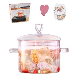 1.5L/51oz Pink Glass Pots for Cooking on Stove, Glass Pot, Simmer Pot, Glass Cooking Pot, Glass Saucepan, Heat Resistant, Simmer Potpourri, Cooking Pasta Soup Vegetable Salad