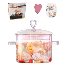 1.5L/51oz Pink Glass Pots for Cooking on Stove, Glass Pot, Simmer Pot, Glass Cooking Pot, Glass Saucepan, Heat Resistant, Simmer Potpourri, Cooking Pasta Soup Vegetable Salad