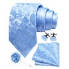 GUSLESON Baby Blue Tie for Men Paisley Fashion Wedding Necktie