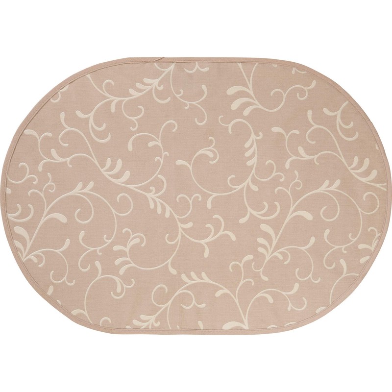 Erwin Müller Dining Placemats Pack of 2 Washable Taupe Oval
