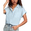 HOTOUCH Button Down Blouse Women Summer Comfortable V-Neck Shirt Loose