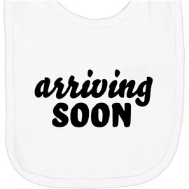 inktastic Arriving Soon- Pregnancy Announcement Newborn Bib White 429ca
