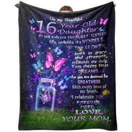 CUDEVS Sweet 16, 16th Birthday Gifts for Girls, Sweet 16 Gifts for Girls Blanket, 16 Year Old Girl Birthday Gift Ideas, 16th Birthday Gifts for Girls, Daughter Birthday Gift