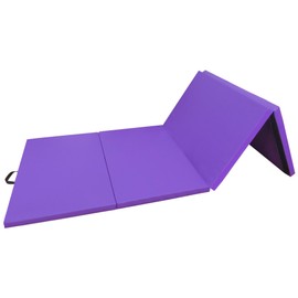 Signature Fitness All Purpose 48'x8.66'x24.4" Extra Thick High Density Anti Tear Gymnastics Gym Folding Exercise Aerobics Mats, Purple