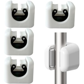 HREDZEO Broom Holder Wall Mount, 4 Pieces Wall Holder, Plastic Wall Holder for Home, Kitchen, Bathroom, Garden, White