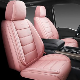 Isen-CoverAuto Full Coverage Faux Leather Car Seat Covers Full Set,Automotive Seat Covers for Cars,SUVs Pick-up Truck, Car Seat Cushion, Pink Seat Covers,Front Seat Cover,Car Seat Protector