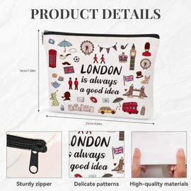 SEAOYOZO London Makeup Bag Gift - London Travel Organizer Cosmetic Bag London Lover Gifts Portable Zipper Canvas Pouch for Women Teen Girl