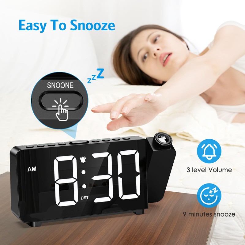 AMIR Projection Alarm Clock for Bedroom Ceiling, Digital Clock with