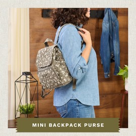 Bella Taylor Mini Backpack Purse for Women, Small Size Hands Free Purse with Adjustable Straps, Woodland Floral