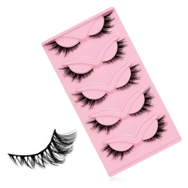 BOROLA 5 Pairs Fox Eye False Eyelashes, 3D Volume Angled Up Flying Grash, Fluffy Thick Curl Eyelashes, Strip Lashes for Stage Cosplay Girls Group Makeup (Style B)