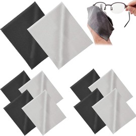 10 Glasses Cleaning Cloths in Optician Quality, 14.5 x 17.5 cm, Microfibre Glasses Cleaning Cloths, Extra Soft and Absorbent for Camera, Lens, Glasses, Screens, Tablet (5 Grey + 5 Black)