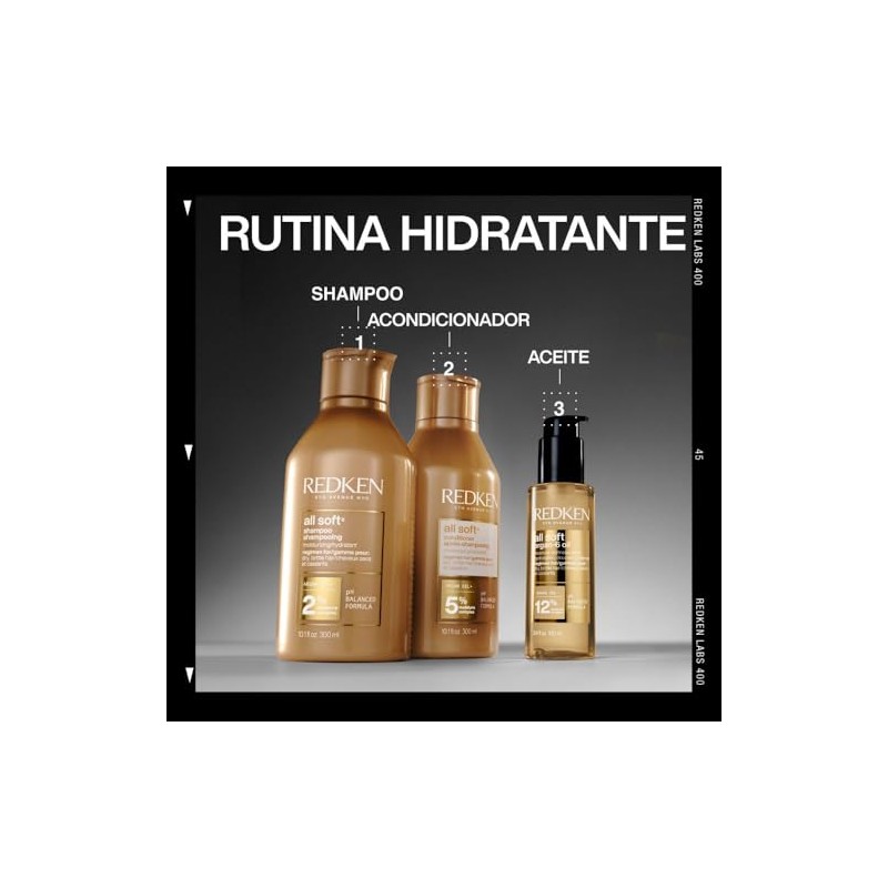 Redken Argan-6 Oil All Soft, Aceite Multibeneficios: Hidratación, Suavidad y