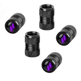 5PCS Tire Valve Stem Caps for Car Tires with Rubber O-Ring Compatible with Dodge Charger Durango Challenger RAM Chrysler 300 (Purple)