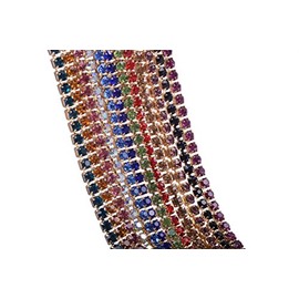 KAOYOO® - Cadena de cristales con diamantes de imitación para manualidades, joyas y decoración de boda, 12 colores, Dorado, SS08/2.5mm/0.1", 1